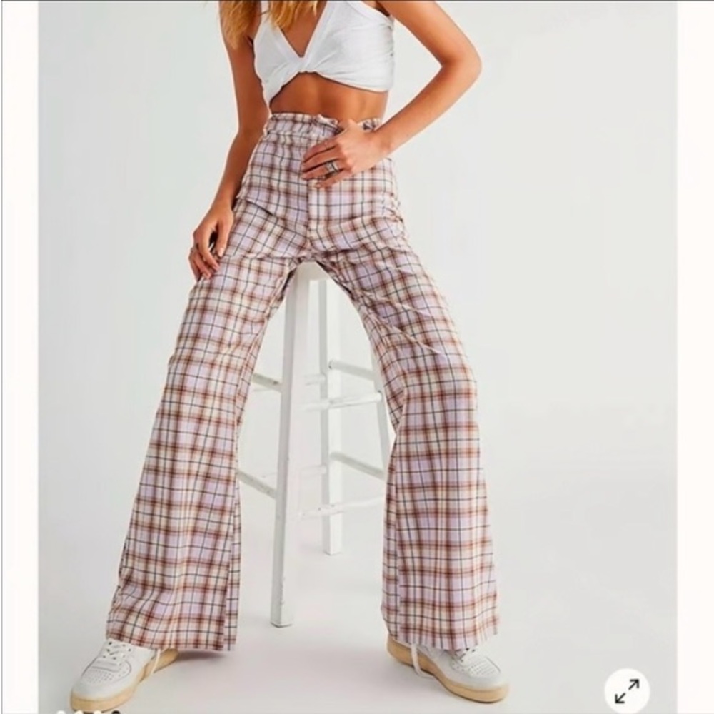 Plaid High-Waisted Women's Pants